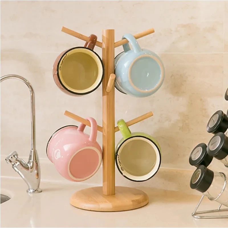 

Бамбуковый держатель для чашек, бытовой держатель для чашек с водой, стеллаж для хранения, кофейная чашка, чайная чашка, держатель для кружек