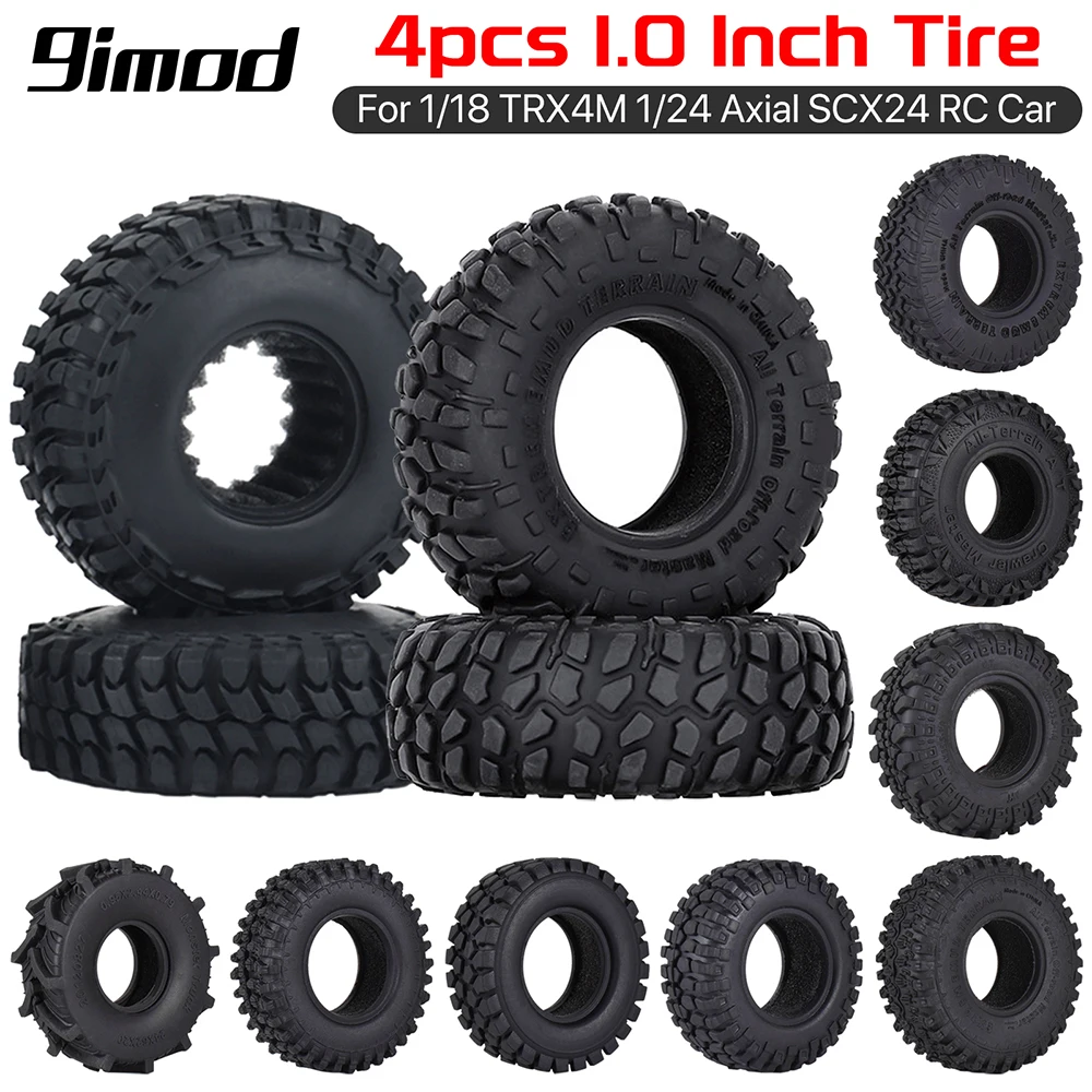 

9IMOD 1.0 inch RC Tires 4pcs Rubber Wheel Tyre Set for 1/18 TRX4M 1/24 Axial SCX24 RC Crawler Car Upgrade Parts