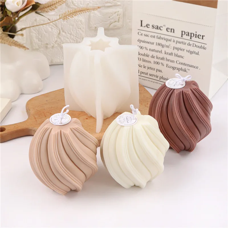 

Twisted Wave Ball Candles Silicone Mold 3D Aromatherapy Plaster Candle Hand-made Baking Chocolate Dessert Cake Mould Tool