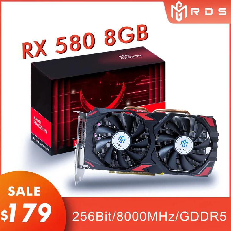 

Графическая карта Amd Radeon Rx 580, 8 ГБ Gddr5 для майнинга, ETH:28 ~ 30 MH/s видеокарта Vga для графического процессора GPU 2048-sp, платформы для игр