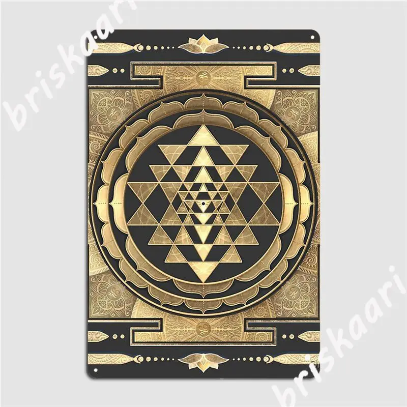 

Golden Sri Yantra Metal Signs Cinema Kitchen Bar Cave Vintage Tin sign Posters wall decor vintage decor