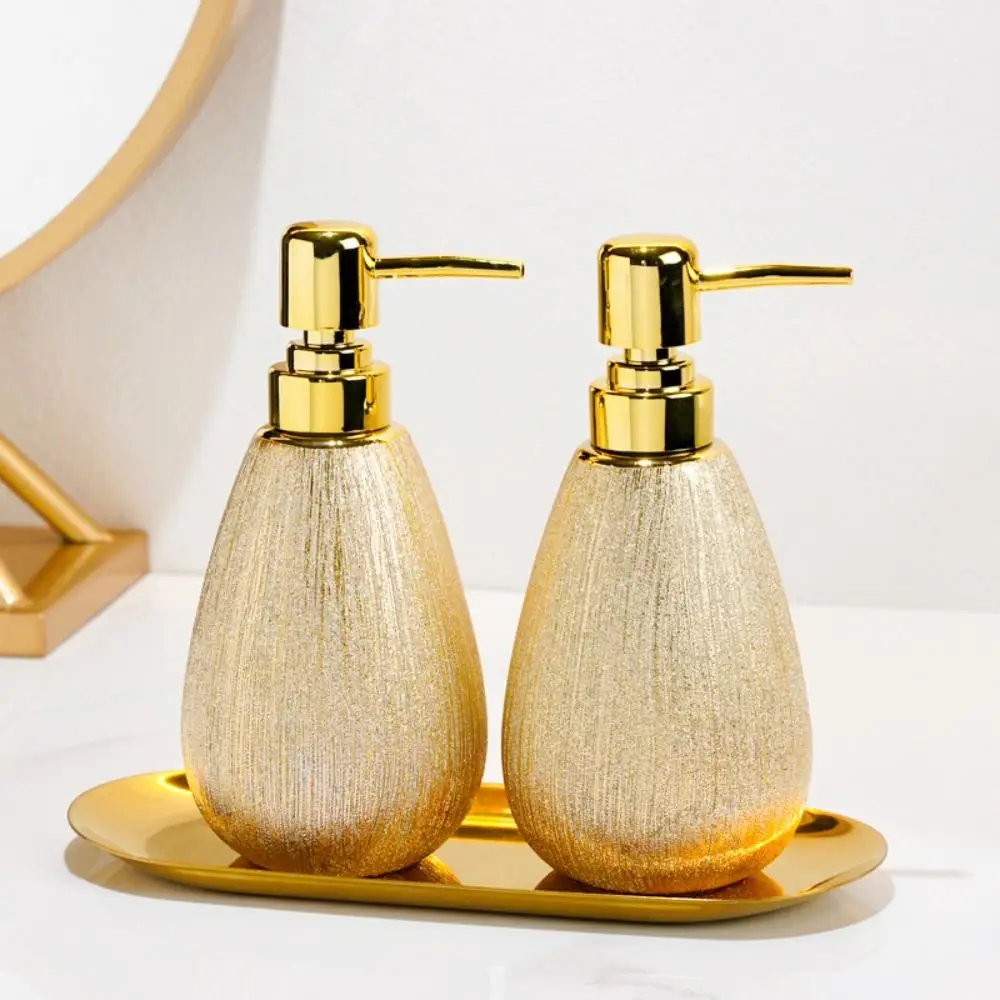 

400ml Ceramic Press Pump Bottles Luxury Nordic Lotion Bottle Gold Refillable Shampoo Bottles Hand Sanitizer Bottle Cosmetic