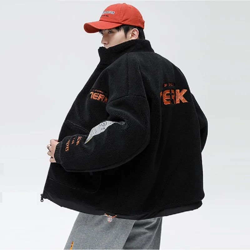 Men's Fashion Imitation Lamb Velvet Jacket Men's Autumn and Winter Fashion Brand Men's Thick Coat Japanese Winter Jacket Men