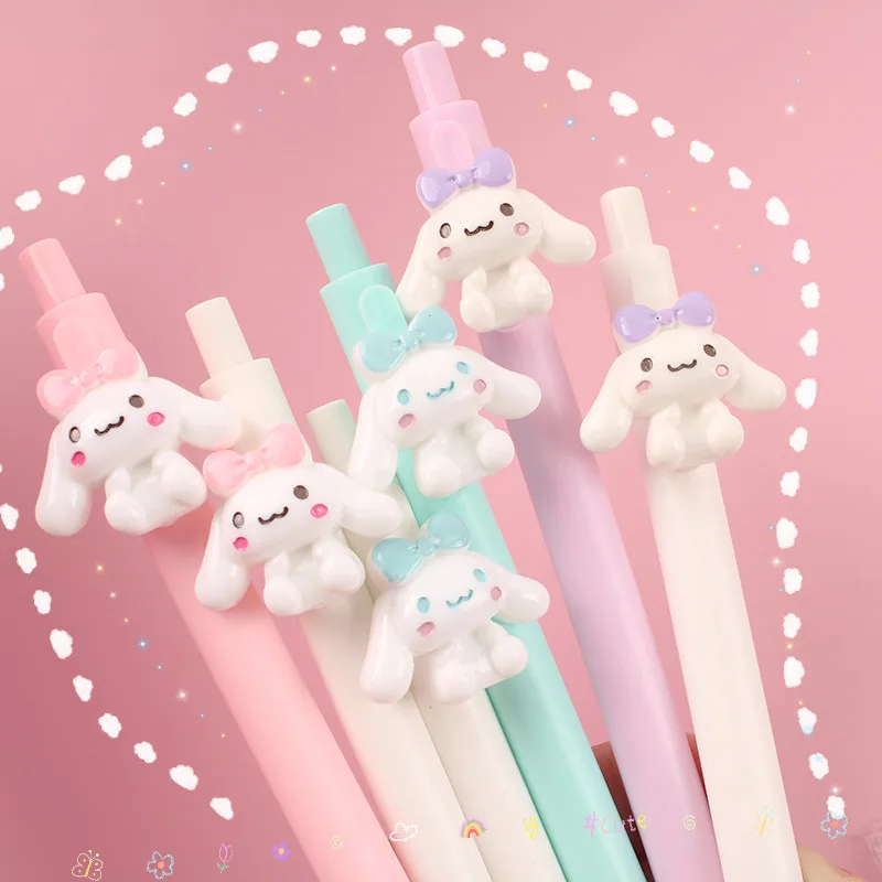 

5pcs Sanrio Cinnamoroll Kawaii Press The Pen Creative Neutral Pen Cute Girl Heart 0.5 Bullet Press Pen for Students