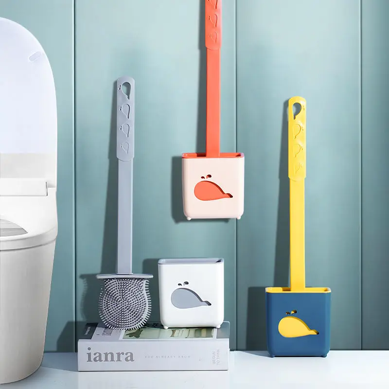 

Щетка для чистки туалета с длинной ручкой, силиконовый Быстросохнущий держатель, водонепроницаемая герметичная основа, гибкая головка, акс...