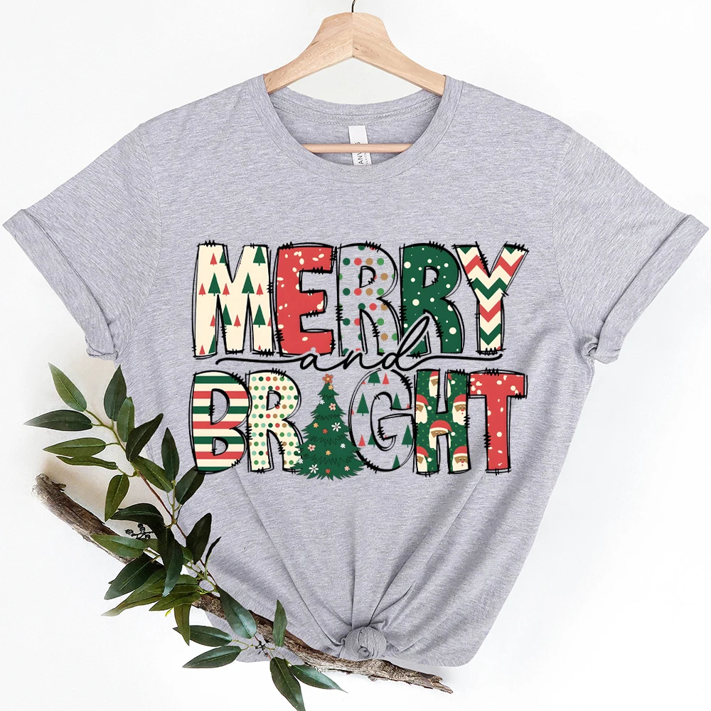 Веселая и яркая футболка для женщин женская одежда с Рождеством семейная
