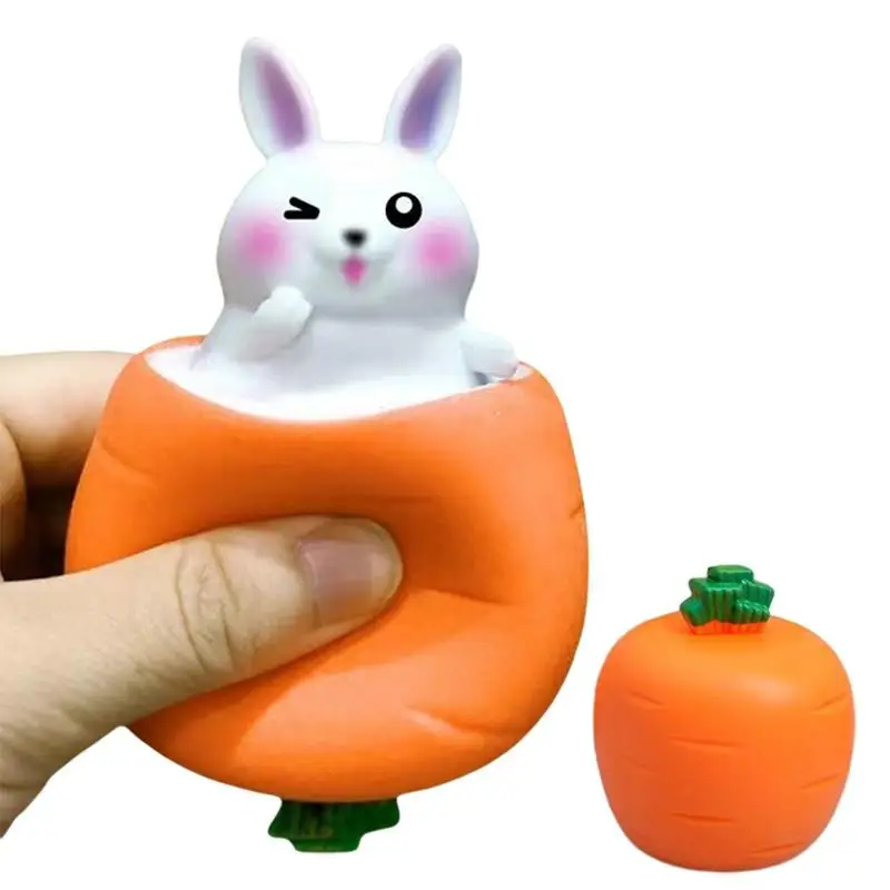 Novelty Squeeze Carrot Rabbit Shape Toys Sensory Stress Relief Toy Adults Children Cute Cartoon Squeeze Pinching Toy Gifts