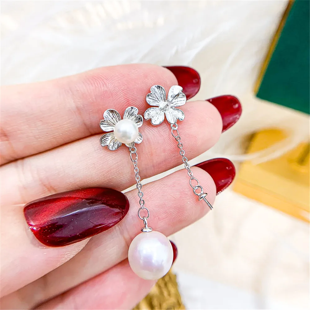 

DIY pearl accessories set 925 Silver Fashion Pendant Earrings accessories silver jewelry women's manual accessories