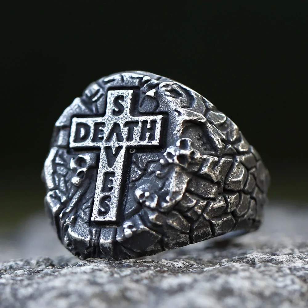 

2023 Men's 316L stainless steel ring biker Retro cross skull Ring For Men fashion Chic Fancy Halloween Jewelry free shipping