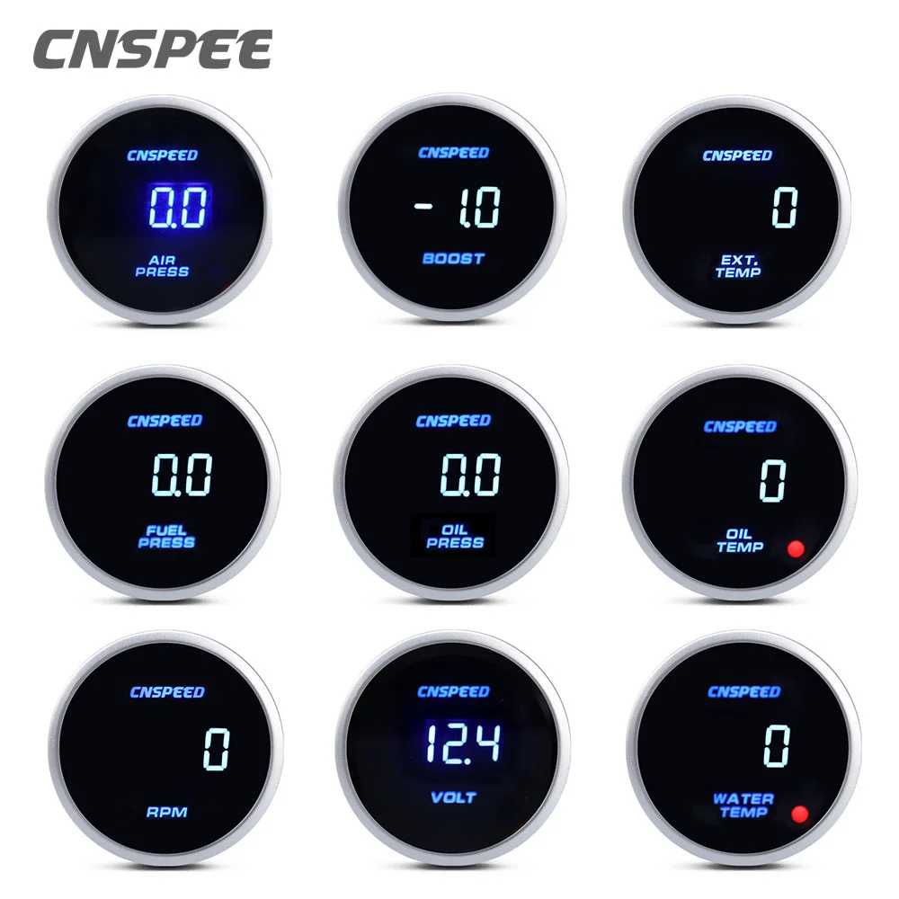 

Cnspeed 2" 52mm Car Digital Turbo Boost Gauge Tachometer Rpm Gauge Water Oil Temperature Oil Pressure Meter With Sensor