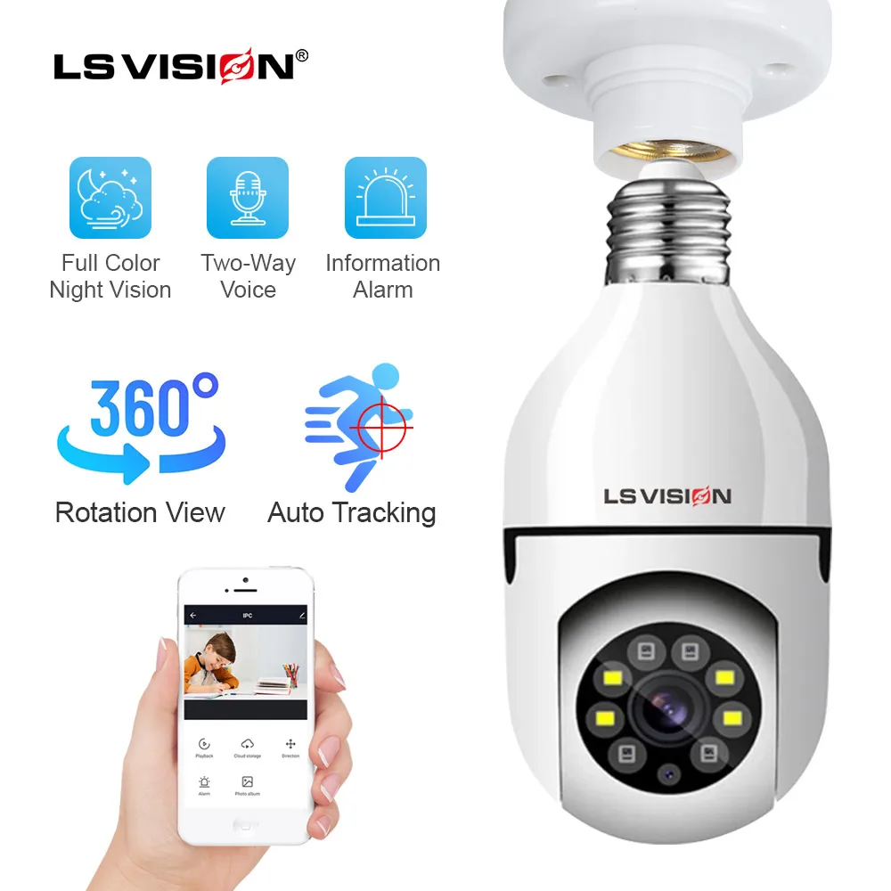 Беспроводная Wi-Fi светильник LS VISION 1080P HD с лампочкой цветная камера ночного