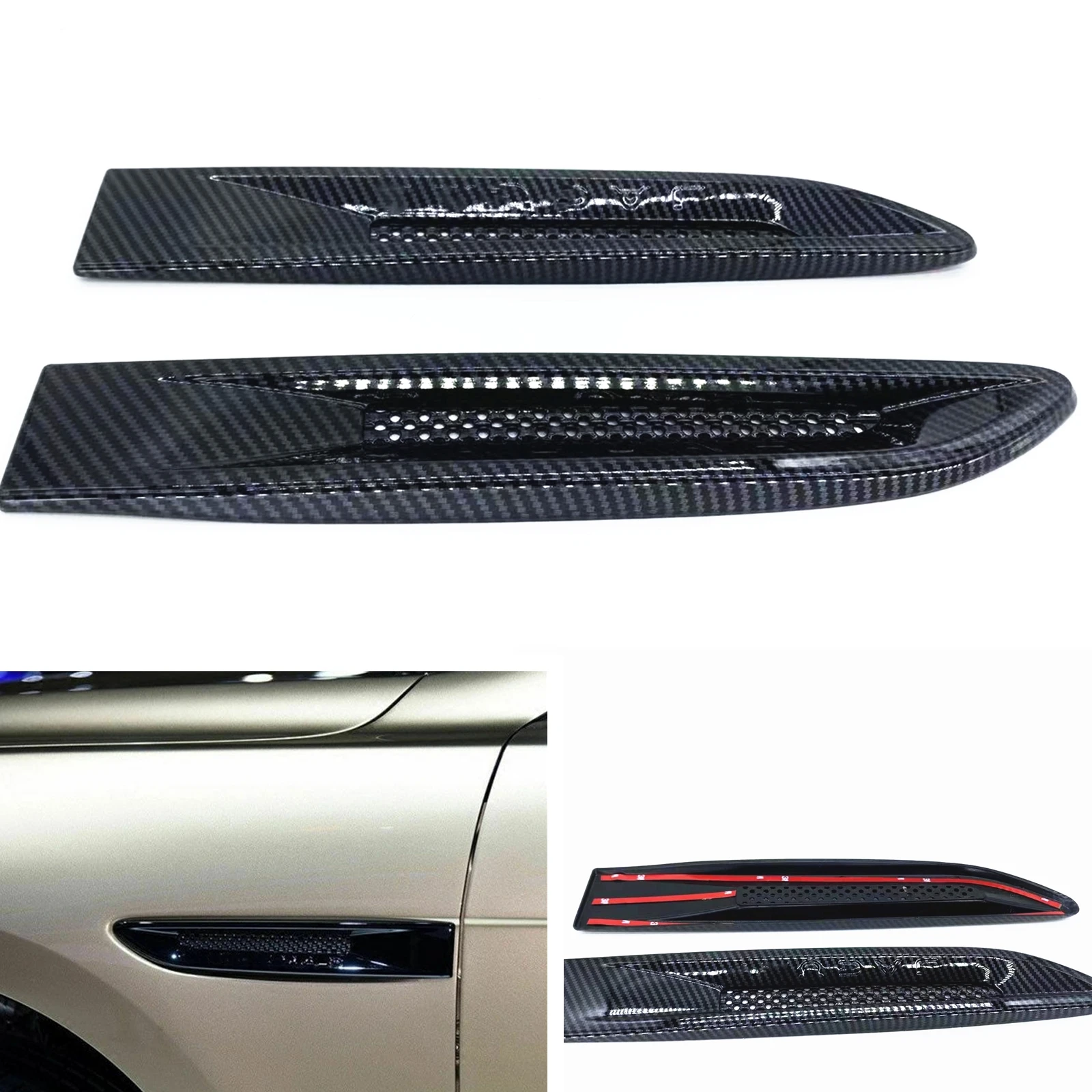 

2PCS Car Fender Trim Exterior Side Air Vent Sticker Cover For Jaguar XF XE XFL F Pace E Pace X250 2018-2020