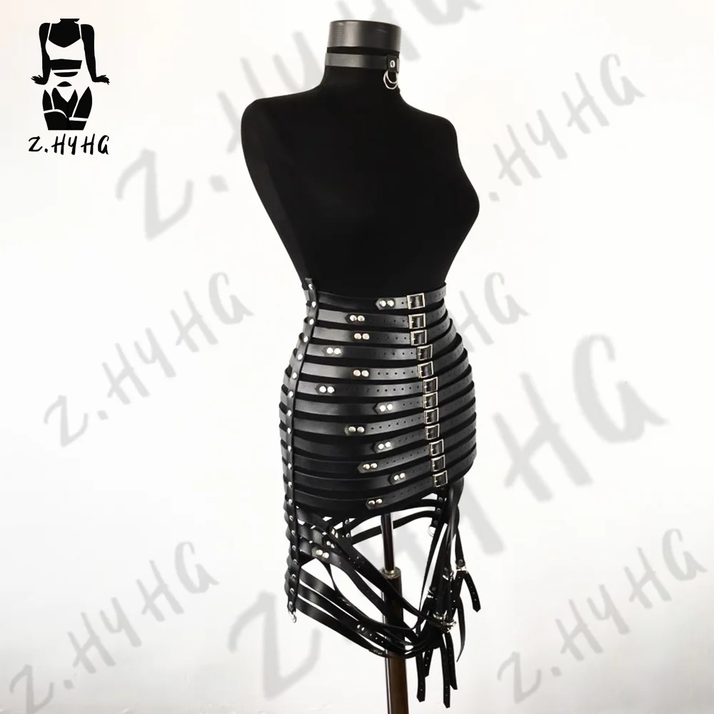 Sex Body Bondage Women Skirt Belt Long Wire Harness PU Leather Fetish Bdsm Belt Strap Bondage Gothic Tight Body Adjustable