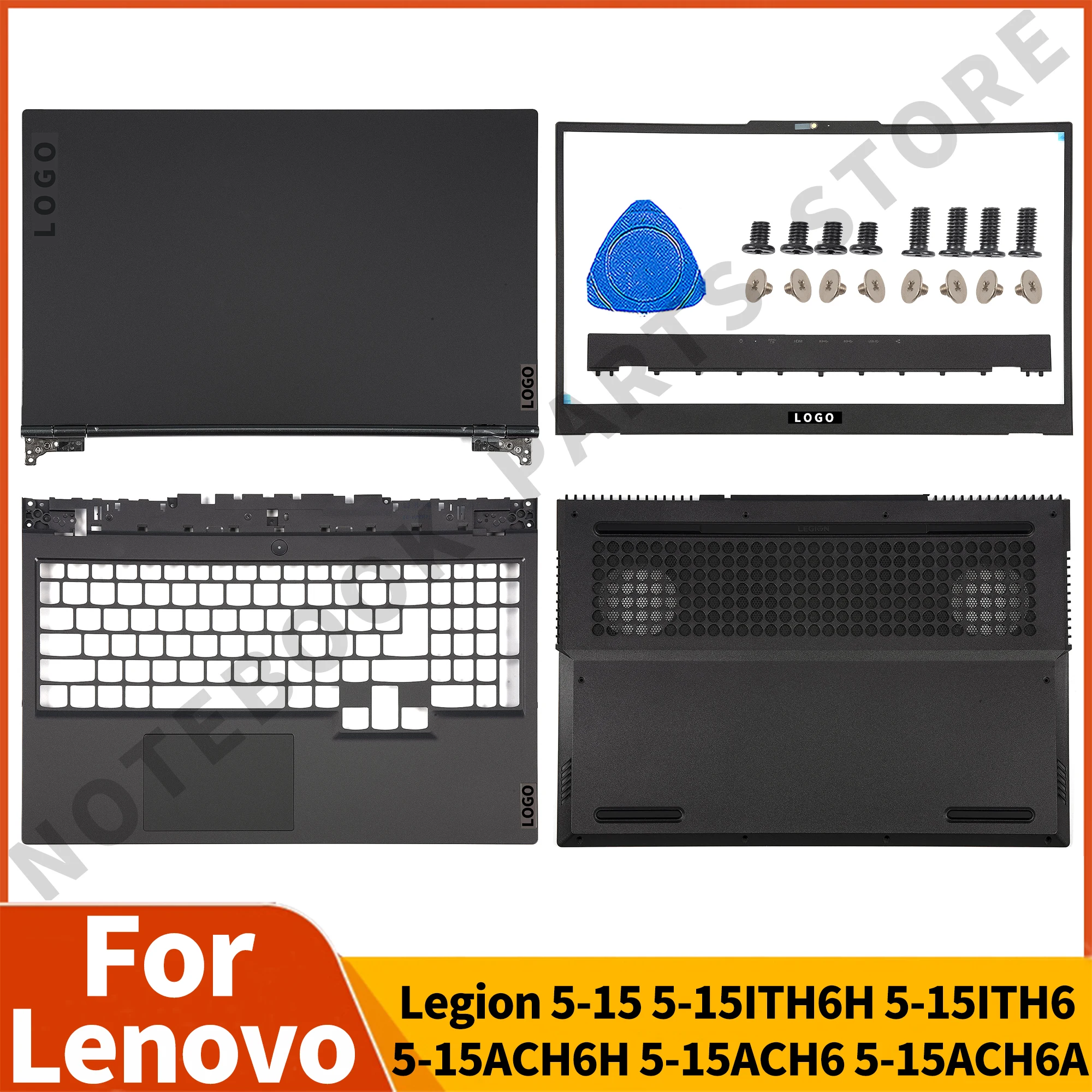 

New LCD Back Cover For Lenovo Legion 5-15 5-15ITH6H 15ITH6 15ACH6H 15ACH6 15ACH6A Bezel Palmrest Bottom HingeCover Y7000P 2021