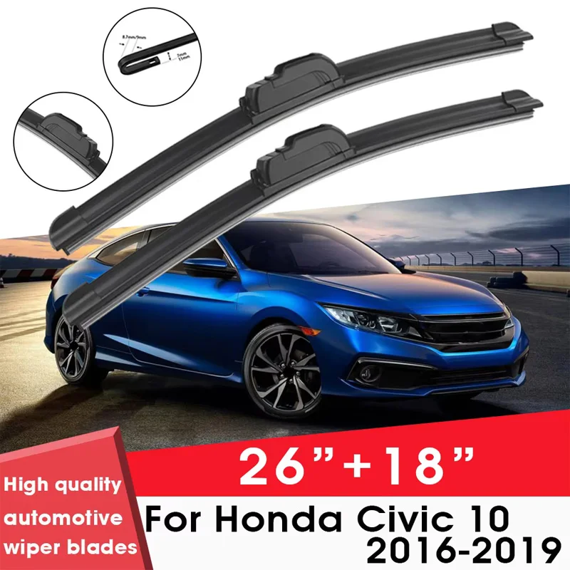 

Щетки стеклоочистителя автомобиля для Honda Civic 10 2016-2019 26 "+ 18" лобовое стекло чистый натуральный резиновый автомобильные дворники аксессуары