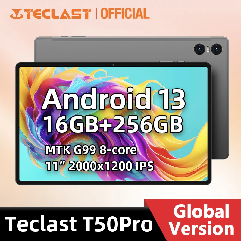 

【NEW】Teclast T50 PRO MAX 16GB+256GB 11" 2K Android 13 Tablet 2000x1200 MTK G99 Octa Core 4G Network Type-C Fast Charging 18W