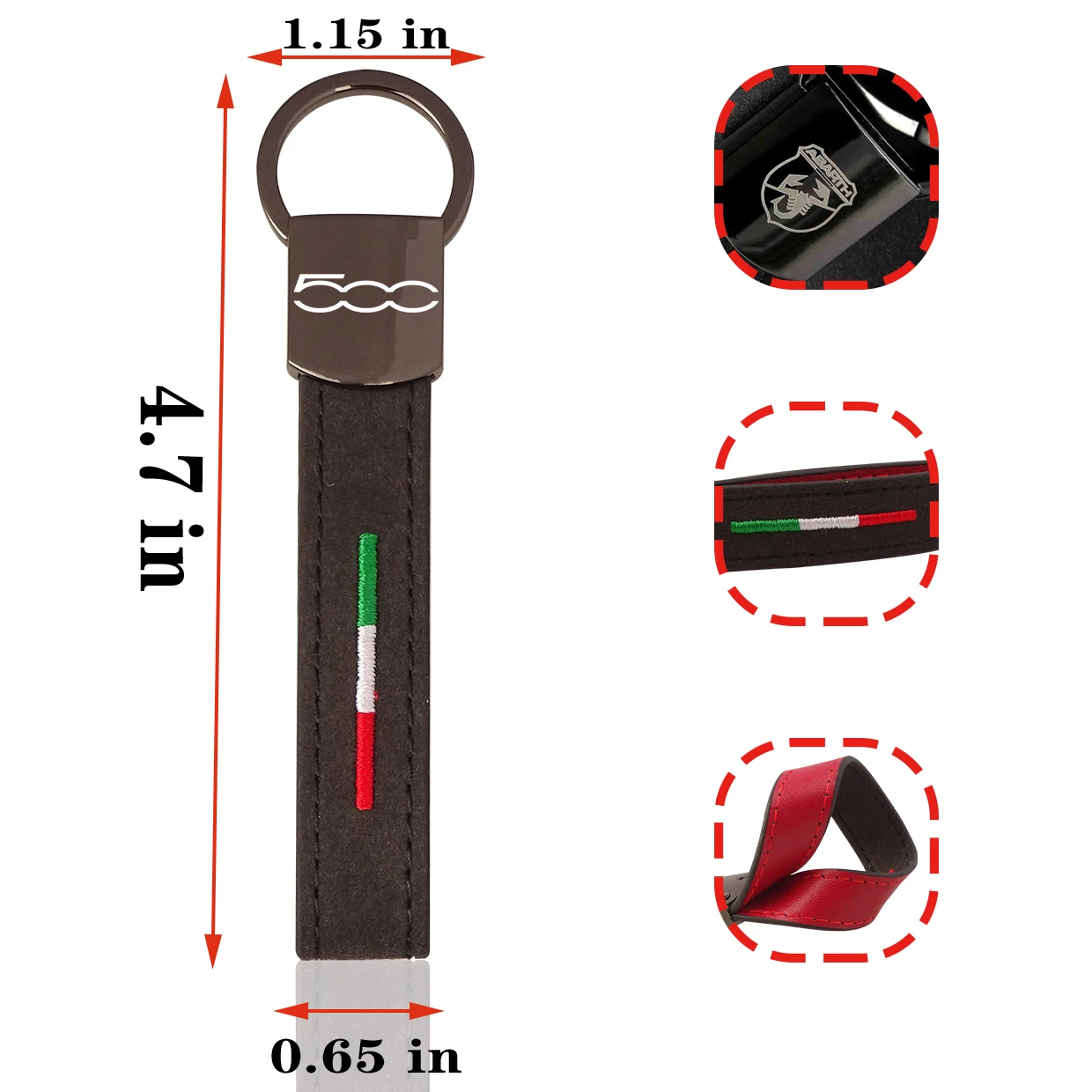 Кожаный брелок для ключей из алькантары с итальянским флагом кожаный автомобиля