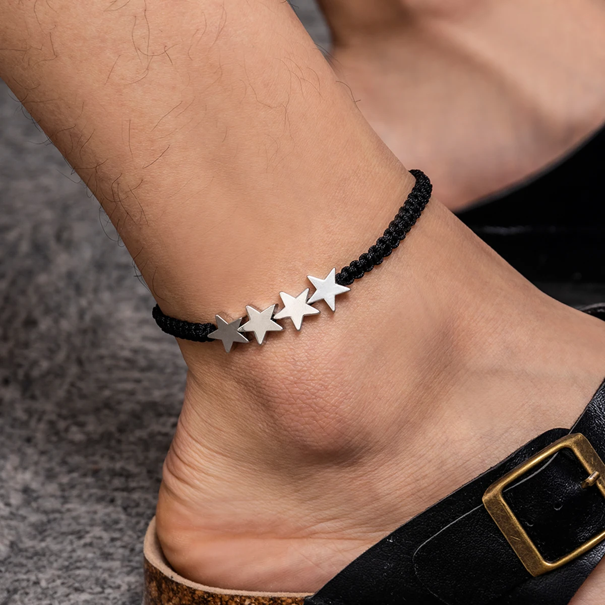 

Purui Anklets For Men Hand Made Star Shape Design Simple Fashion Foot Chain Accessories Hip Hop Rock Jewelry Party For Women