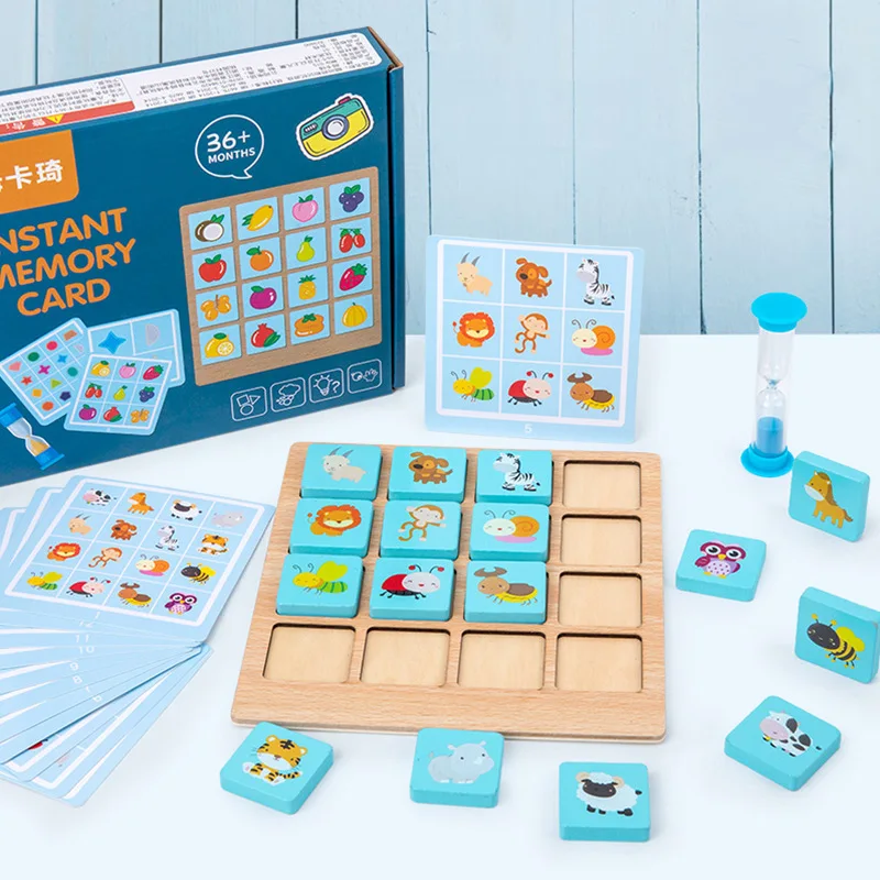 

Checkerboard Memory Game for Children Baby Animal Traffice Fruit Shape Cognitive Early Education Wood Toys Puzzle Board