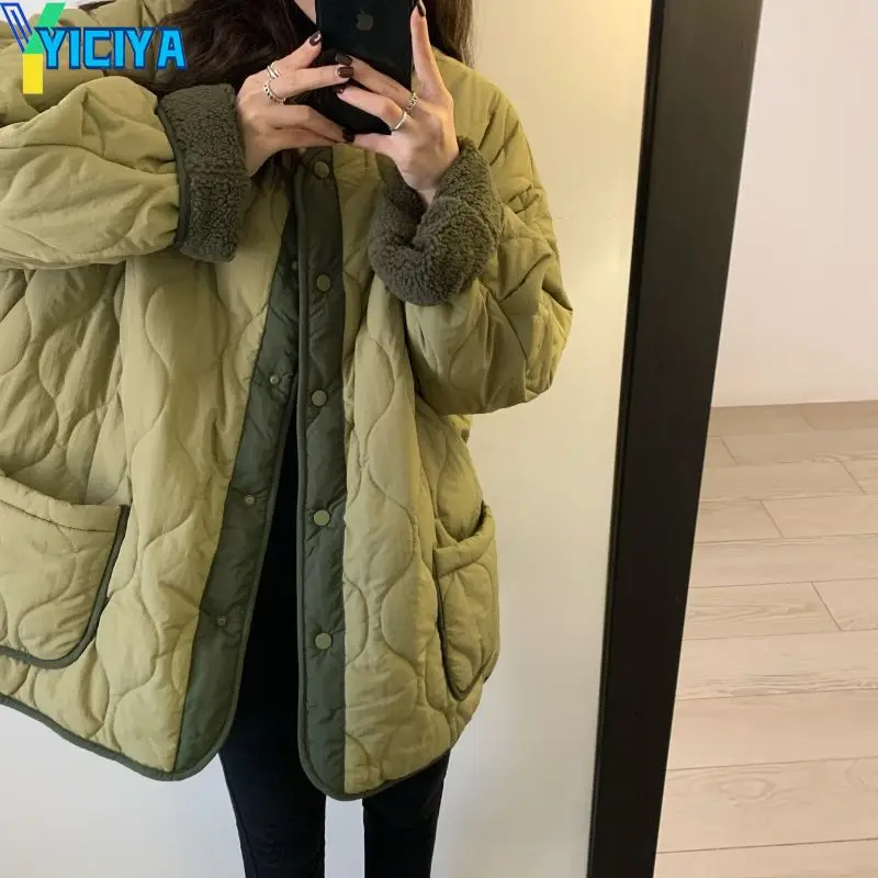 YICIYA Winter Jackets 2023 New Woman Oversized Parkas Coats Single Breasted Pockets Fashion Streetwear Y2k Loose Parkas Outwear