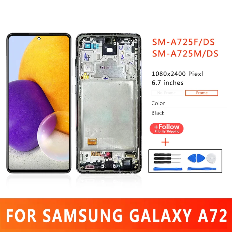 

6.7"Inch Original LCD For Samsung Galaxy A72 Touch Screen Display For Galaxy SM-A725F/DS SM-A725M/DS LCD+Frame Replacement Parts