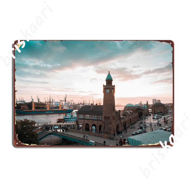 

Port Of Hamburg Poster Metal Plaque Garage Decoration Garage Club Personalized Club Party Tin Sign Poster