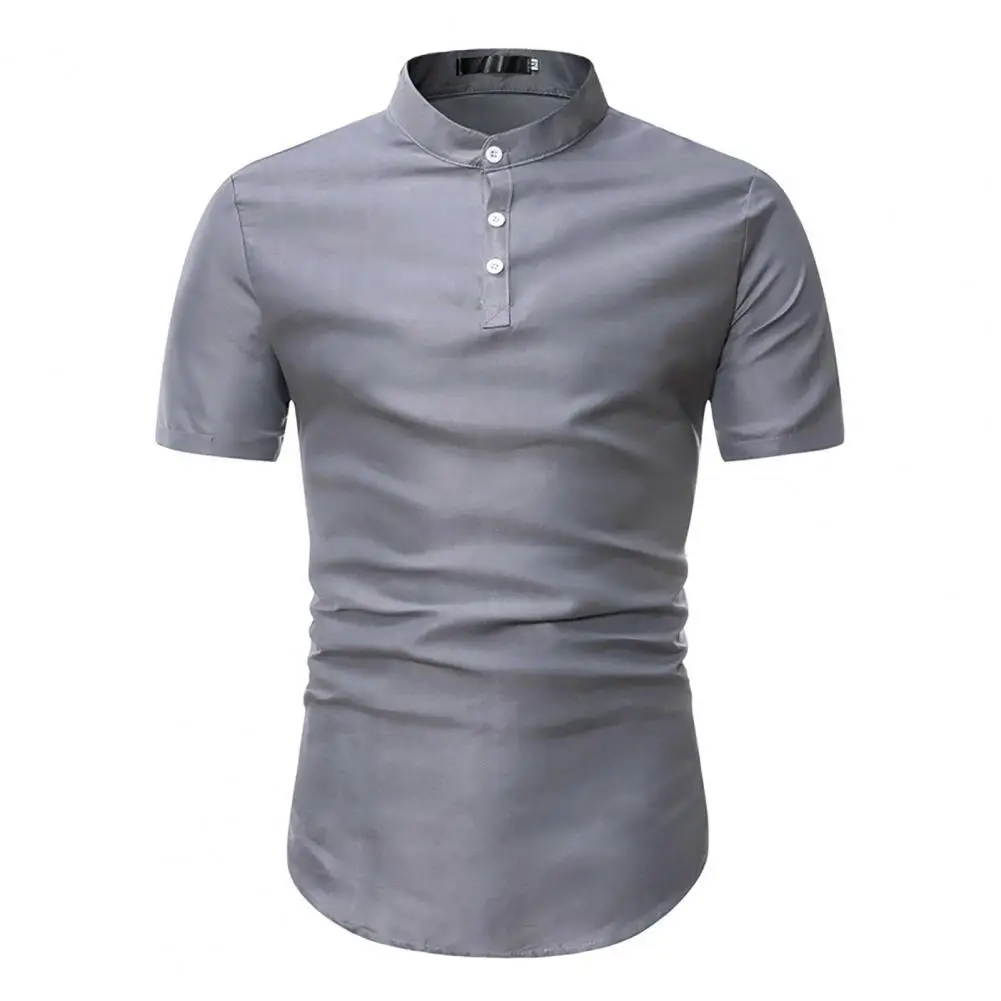 

Shirt Colorfast Men Shirt Firm Stitching Pure Color Summer Shirt