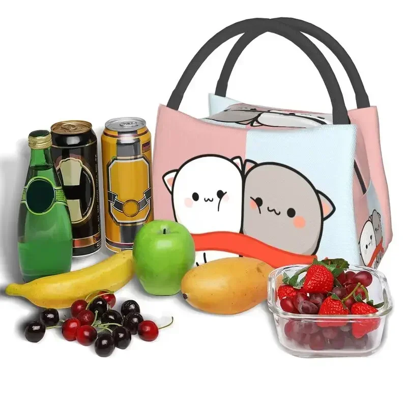 Изолированные сумки для обеда Mochi Cat Peach и Goma на День святого Валентина женщин