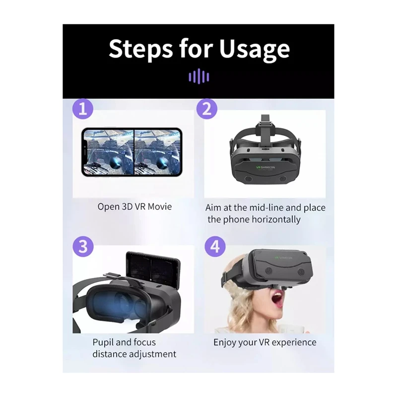 3D VR-очки портативная гарнитура регулируемая на голову для смартфонов Android 4 7-7 0