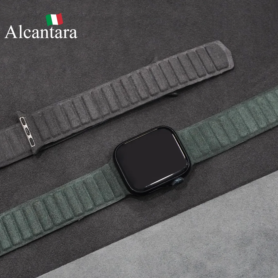 Фото Подлинный итальянский кожаный ремешок из алькантары для Apple Watch 38 40 42 44 45 46 49 мм iWatch 10 9 8 7 5 6 4 3 SE браслет №3