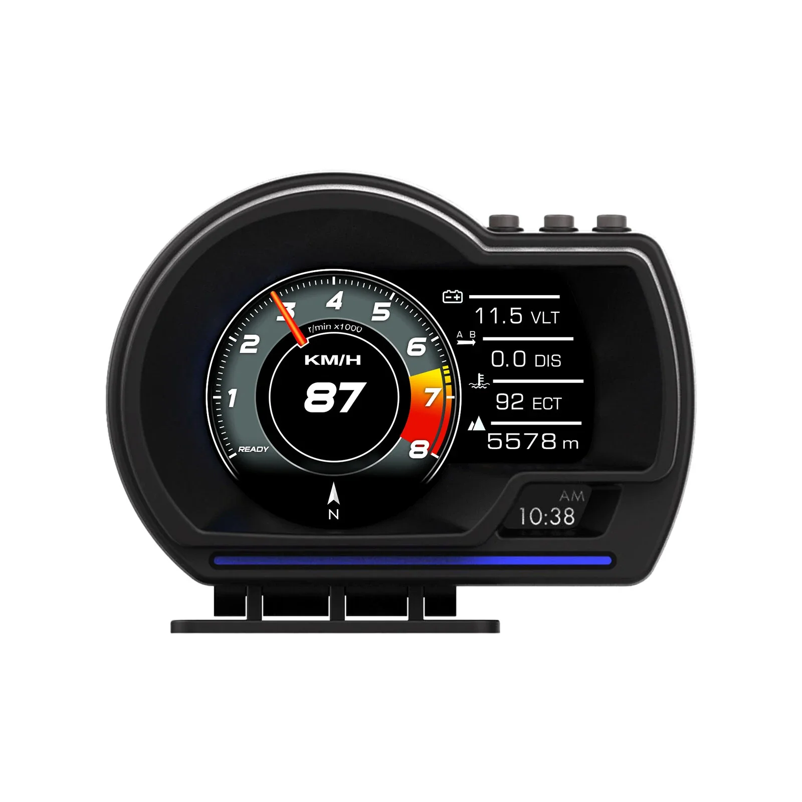 Фото Автомобильный проекционный дисплей (HUD) OBD2+GPS: Умный автомобильный HUD-дисплей, цифровой одометр, сигнализация безопасности, сигнализация о температуре воды №2