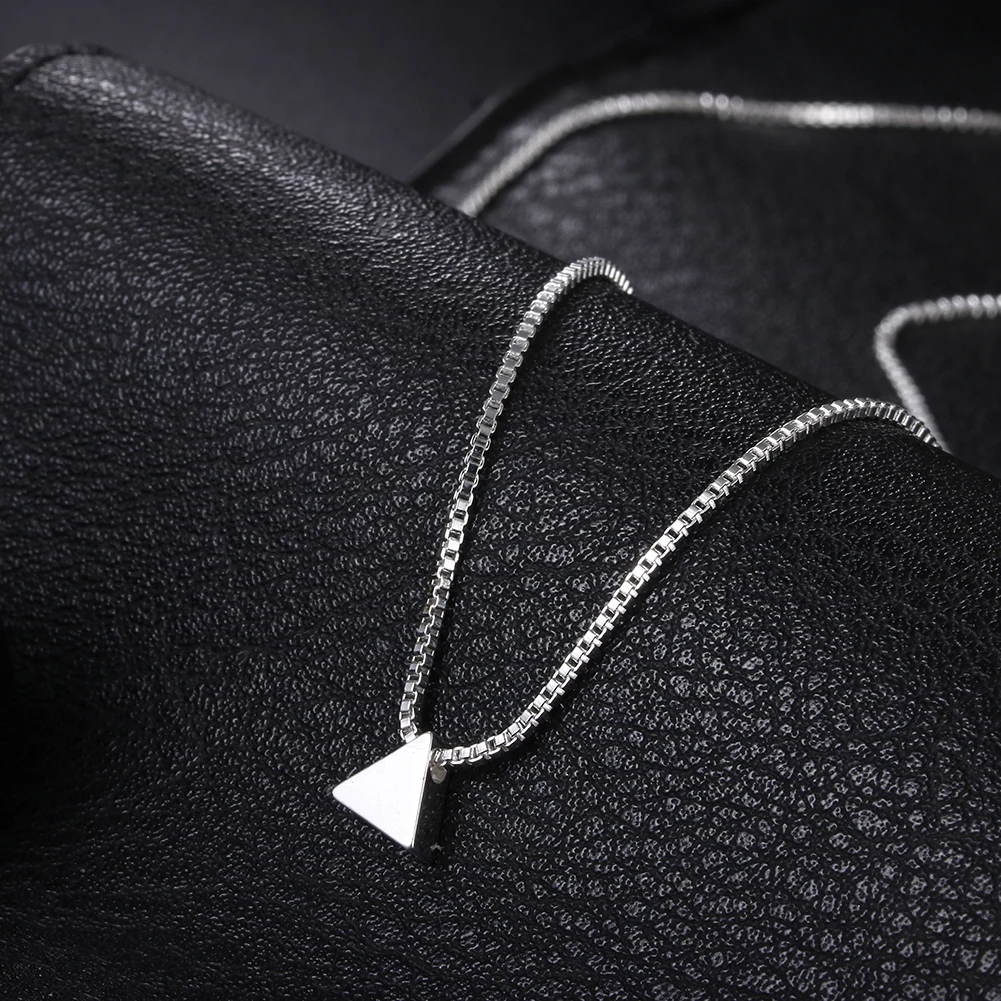 

925 Sterling Silver Necklace 18 inches Box chain Simple geometry triangle Pendant For Women Fashion Jewelry Christmas Gifts Ext