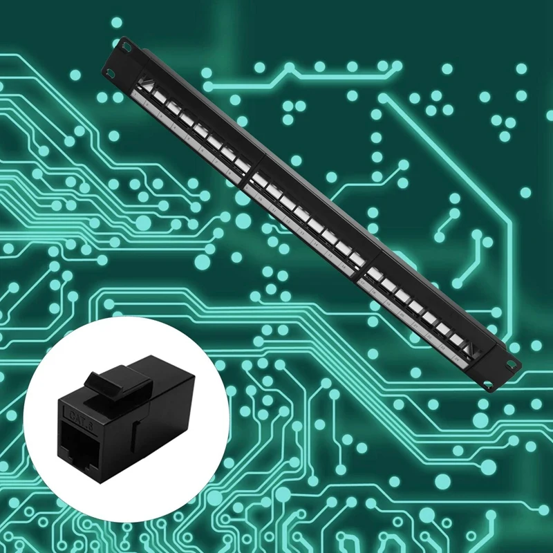 19-дюймовая стойка 1U для шкафа Проходная 24 порта патч-панель CAT6 контактный порт RJ45
