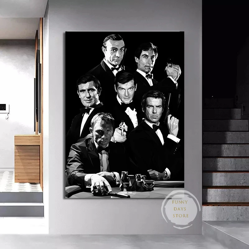 Постер из классического фильма Джеймс Бонд 007 холст с рисунком плакат и принты