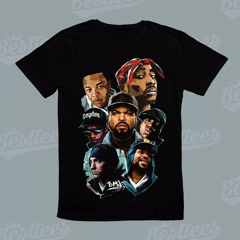 Хлопковая футболка Tupac EMINEM Rap в стиле хип-хоп с графическим рисунком для мужчин и