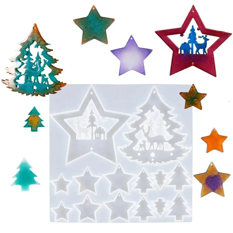 

Christmas Tree Resin Mold Star 3D Abstract Plaster Epoxy Resin Mould Silicone Art Craft Candle Silicone Mold Craft Tools For