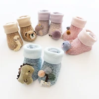 new autumn and winter childrens socks cartoon extra thick coral fleece newborn kids babys socks non slip baby floor socks