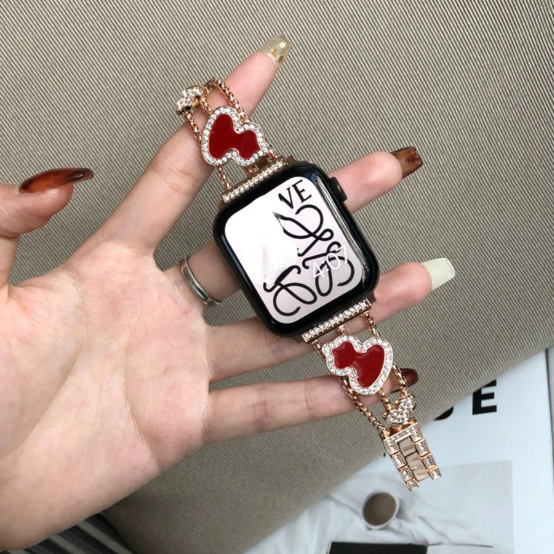 Luxury Diamond Bracelet For Apple Watch Band Se Ultra 49mm 38mm 42 44mm 40mm 41 45 Women Strap For iWatch Series 8 7 6 5 4 3 se