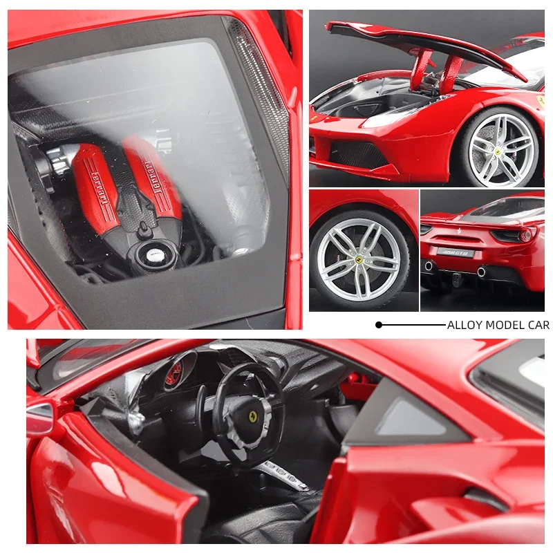 Модель спортивного автомобиля Bburago Ferrari 488 GTB из сплава 1:18 модель литая