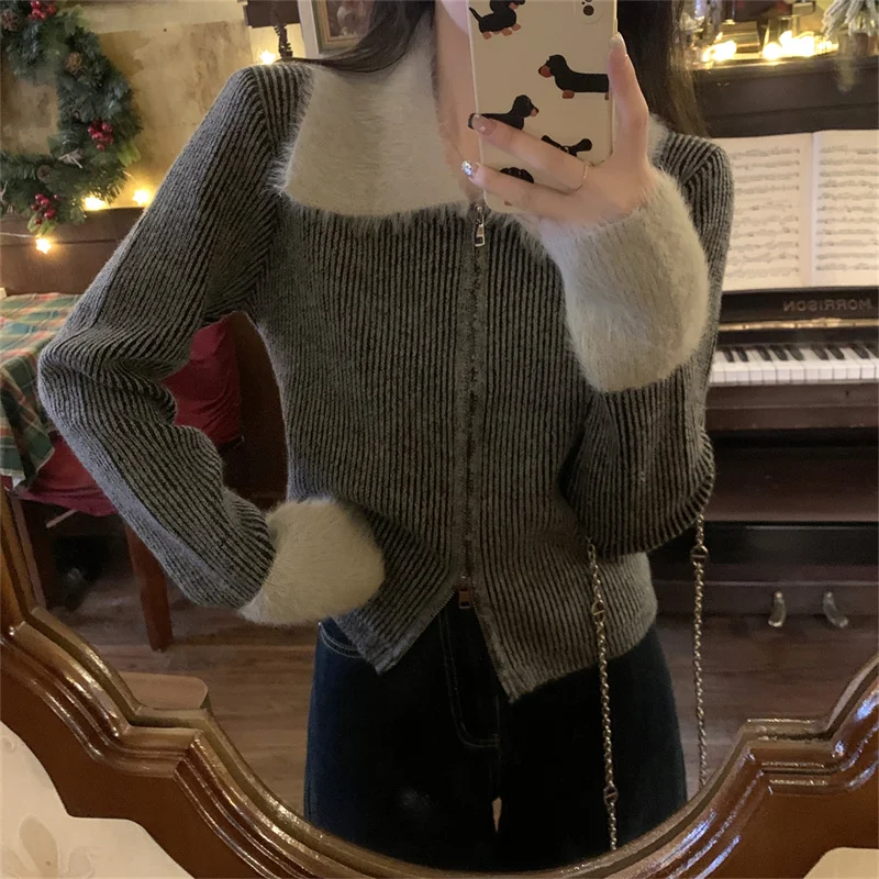 Новинка осенне-зимняя модная куртка с меховым воротником и длинным рукавом