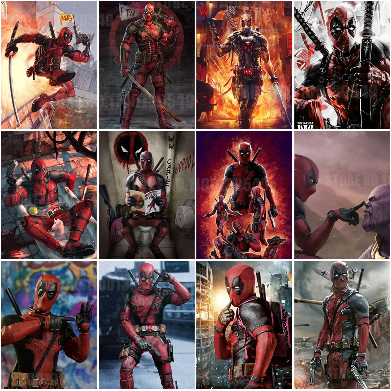 

5D Diamond Painting Marvel Spoof Deadpool American Comics Embroidery Cross Stitch Kits Art Mosaic Full Drill Home Decor Gifts