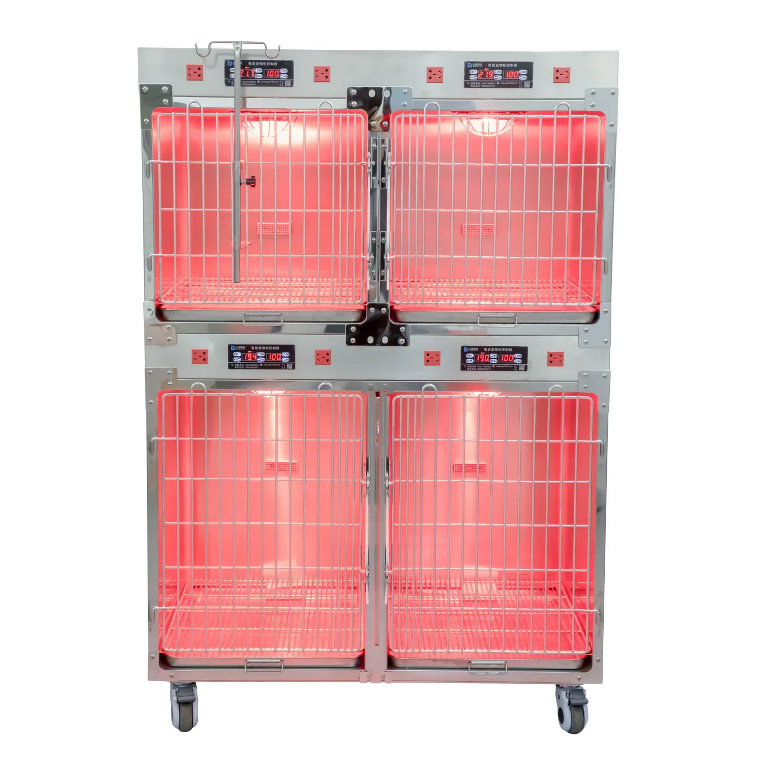 Ветеринарная мобильная клетка для домашних животных из нержавеющей стали Ox ygen IC U