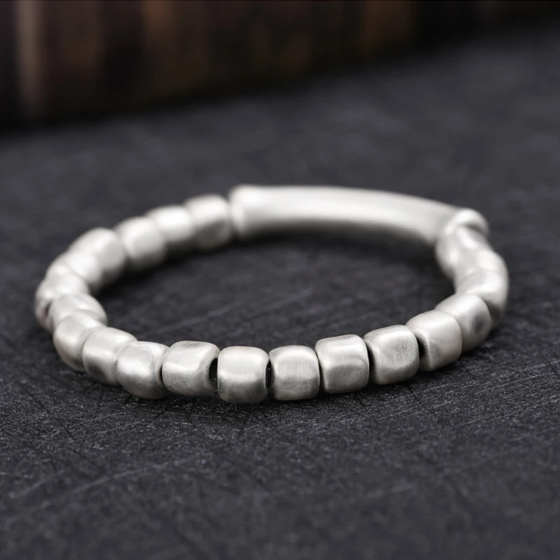 

XiYuan Silver Color China-Chic Vintage Beaded Bracelet for Men Fashion Small Design Hand woven Hand Rope Fashion Bracelet
