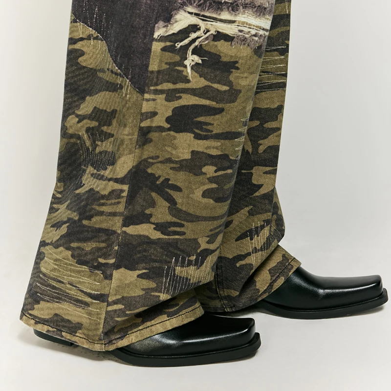 Мужские джинсы с цифровым принтом и усами осень-зима новые уличные свободные