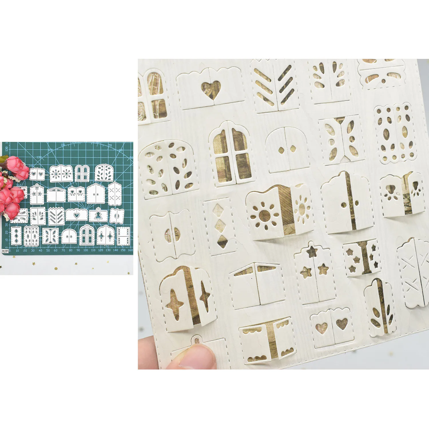 

Creative Doors Windows Stencil Dies Background Metal Cutting Dies for DIY Scrapbooking Album Paper Card Making Craft