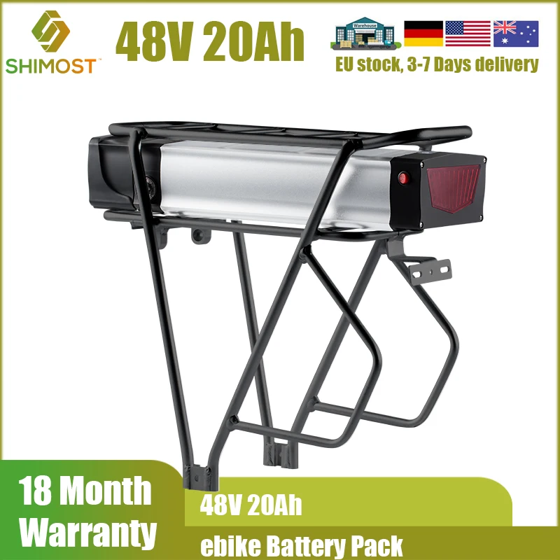 

48V Rear Rack Battery Rack Battery Rear Battery 48V 20Ah Battery Pack Ebike Battery 26'' 27.5'' 28'' 48V1500W