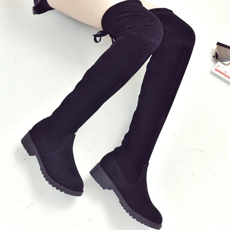 2021 Autumn and Winter Korean Version of The Boots Look Thinner Over The Knee Stretch Boots Women Boots High Boots Women's Shoes