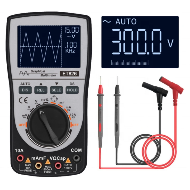 

Цифровой осциллограф ET826, мультиметр постоянного/переменного тока, тестер сопротивления, частоты, диодов с 4000 отсчетов 20 кГц