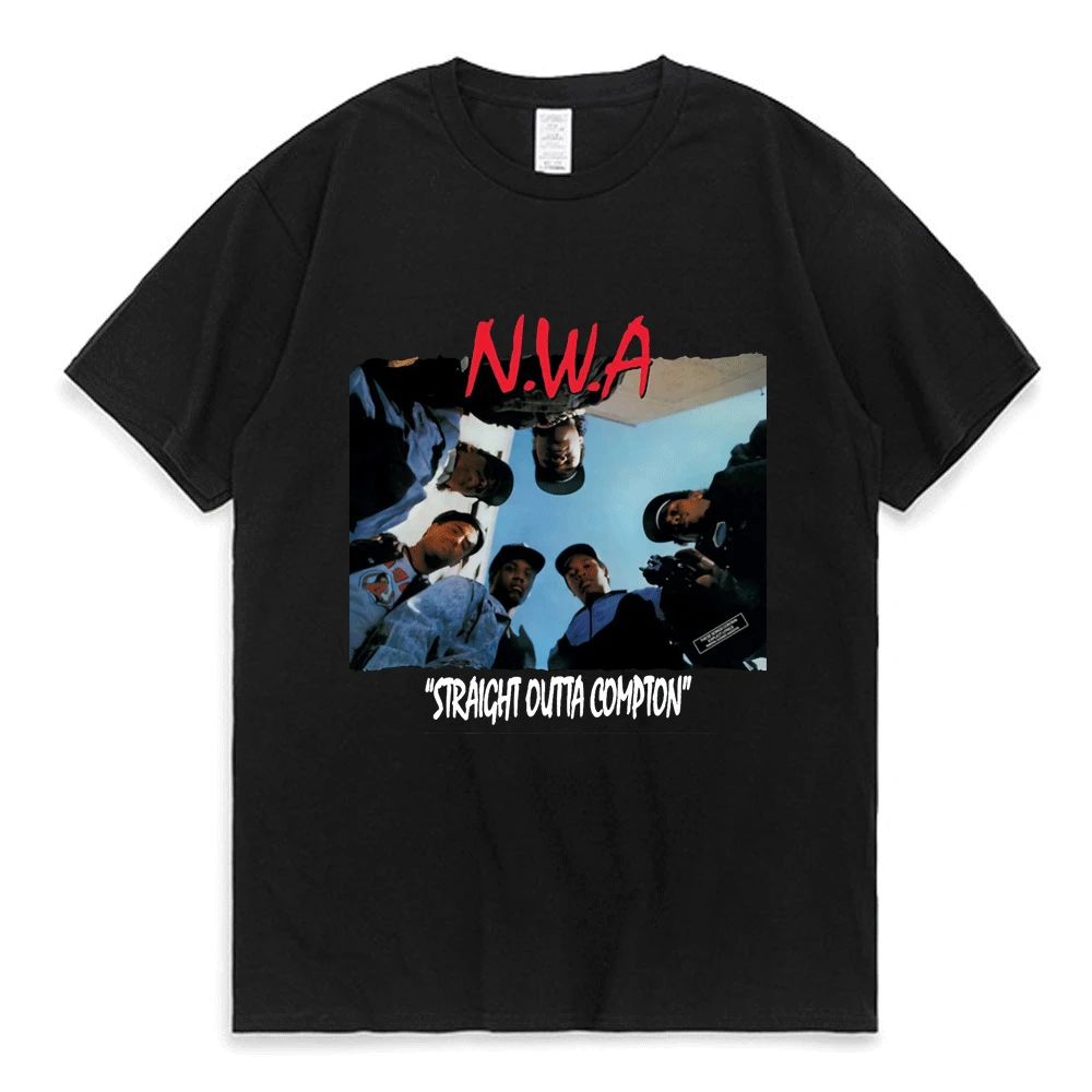 

N.W.A NWA Hip Hop Music Group Men's T-Shirt Ice Cube MC Ren Dr. Dre DJ Yella Eazy-E Print T Shirt Casual Cotton Short Sleeve T