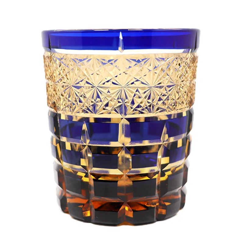 

Edo Kiriko Drinking Glass Old Fashioned Crystal Whisky Cup Scotch-Bourbon Hand Cut Design Sake Glass Drinkware Glass Gift Box